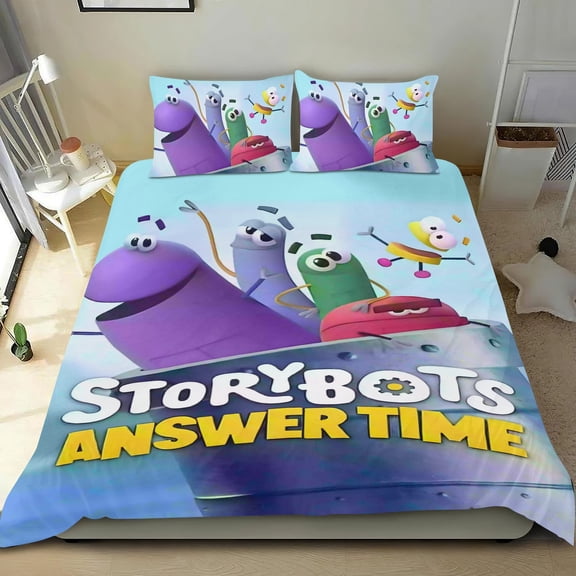 Ask The Storybots-themed Bed Sheet Set Three Piece Set Comfortable And Skin Friendly Unique Design Home Decor Gifts For Family Friends fans36x75Inches（90cm*190cm）