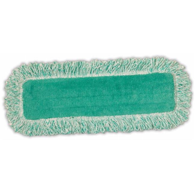 Single Sided Rubbermaid Commercial HYGEN Microfiber Mop Pad with Fringe Green 36-Inch