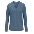 thumbnail image 6 of Scyoekwg Womens Long Sleeve Tops V-Neck Knitted Tunic Sweatshirts Trendy Lightweight Women Blouses Fall Dressy Casual Blouses Solid Color Pullover (Light Blue,XXL), 6 of 7