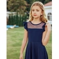 thumbnail image 3 of Arshiner Girls Dress Summer Ruffle Sleeve Mesh A Line Casual Party Dresses with Pockets 11-12 Years Black, 3 of 9