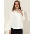 thumbnail image 2 of INSPIRE CHIC Camisa abotonada de chifón con mangas abullonadas y cuello en punta vintage para mujer blanco XL, 2 of 5