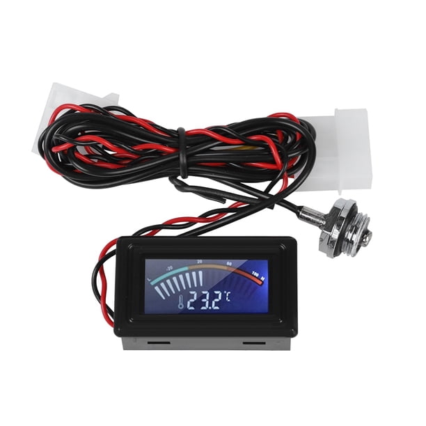 Termómetro con indicador de temperatura y pantalla del sistema de refrigeración por agua de la PC