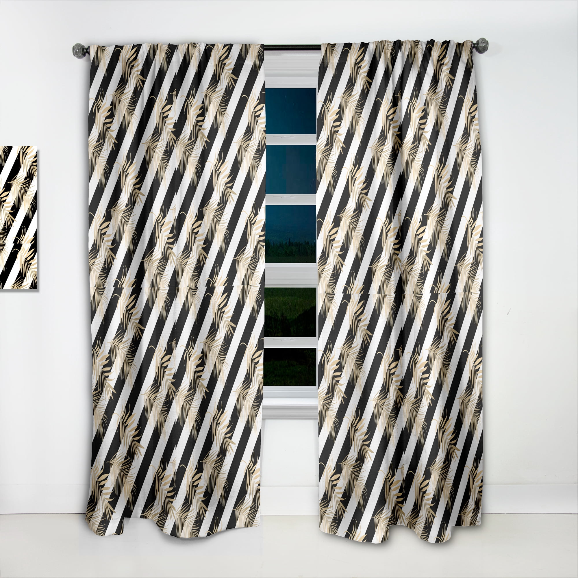 Designart 'Retro Golden Foliage VII' Mid-Century Modern Curtain Panel