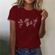 thumbnail image 3 of Tops de Ajuste Suelto para las Mujeres Sudadera Casual Impresa Manga Corta Cuello Redondo Superior, Poliéster, 3 of 5