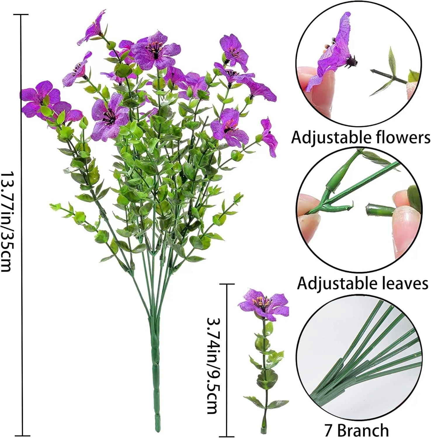 ZOELNIC 12 Bundles Artificial Flowers Fake Flowers Eucalyptus Plants UV Resistant Colorful Silk Plastic Flowers for Home Kitchen Bedroom Wedding Garden Farmhouse Window Box Party Decor