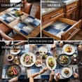 thumbnail image 3 of Vintage Blue Gray Oil Painting Placemats Set of 4,Wipeable Washable Table Mats for Dining Tables, Abstract Color Block Place Mats for Kitchen Event Party Tabletop Decor, 3 of 9