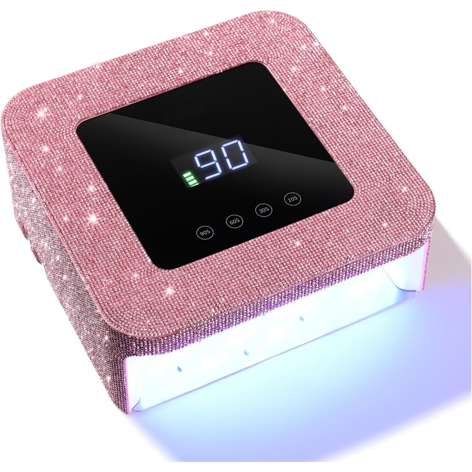 Cordless UV LED Nail Lamp for Gel Nails, Rechargeable UV Light, Professional Nail Dryer with 4 Timers, Automatic Sensor and Sensitive Mode for Fast Curing, Pink Diamond