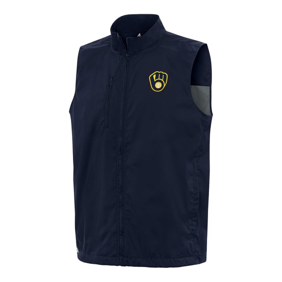 Men's Antigua Navy Milwaukee Brewers Brisk Full-Zip Vest