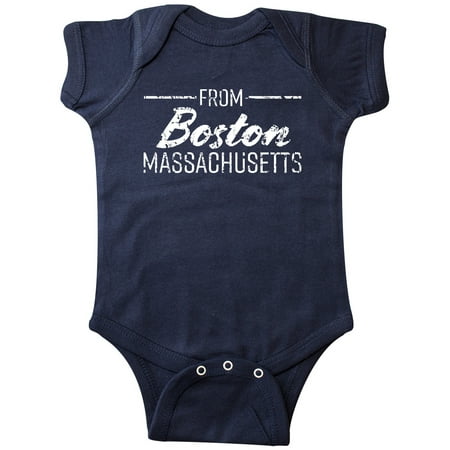 

Inktastic From Boston Massachusetts in White Distressed Text Gift Baby Boy or Baby Girl Bodysuit