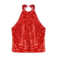 thumbnail image 5 of Zaldita Women’s Sparkly Sequin Crop Tops Sleeveless Slim Fit Shirts Shiny Tank Top Modern Dance Tops Red One Size, 5 of 7