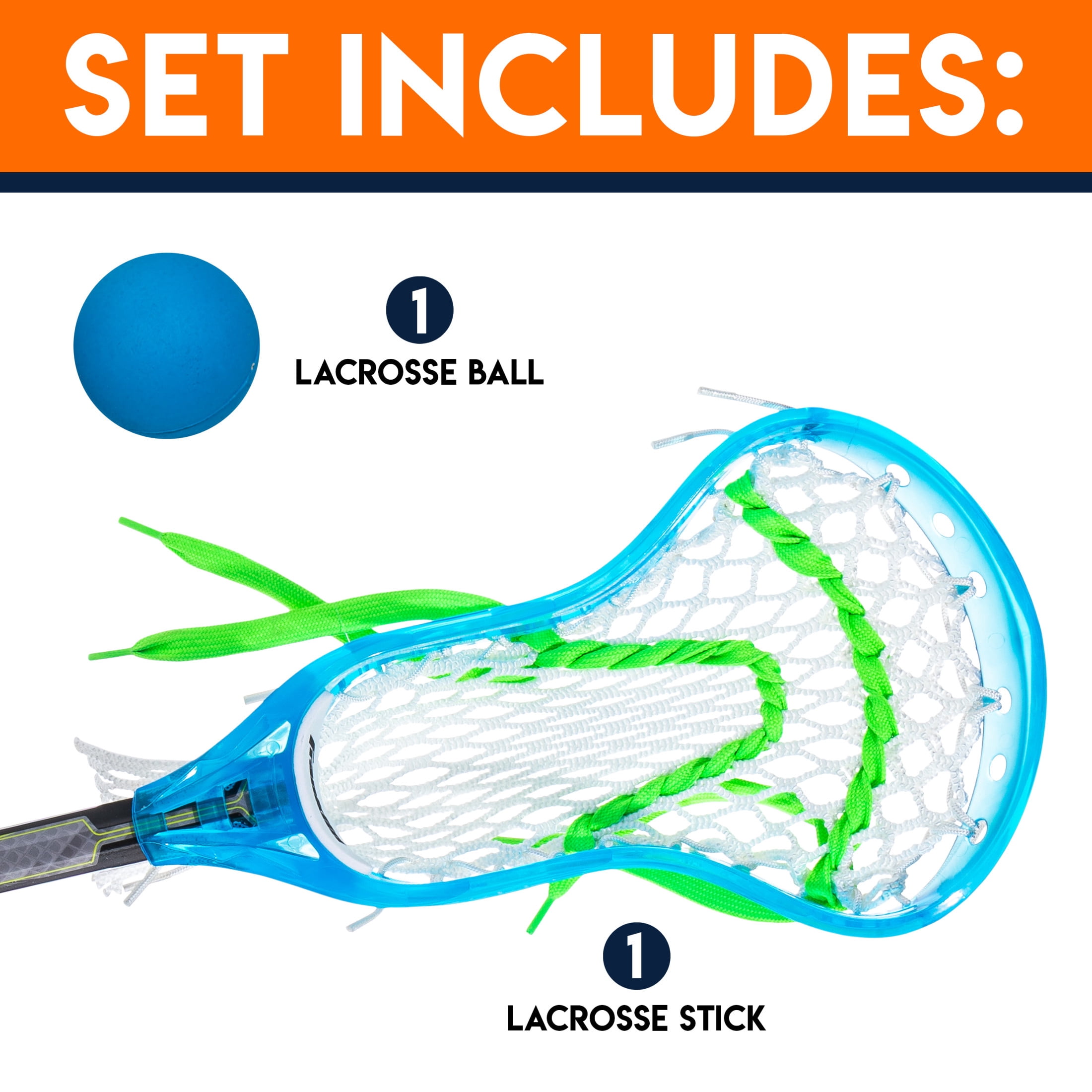 Franklin Sports Youth 34" Mini Pro Style Lacrosse Stick & Ball Set