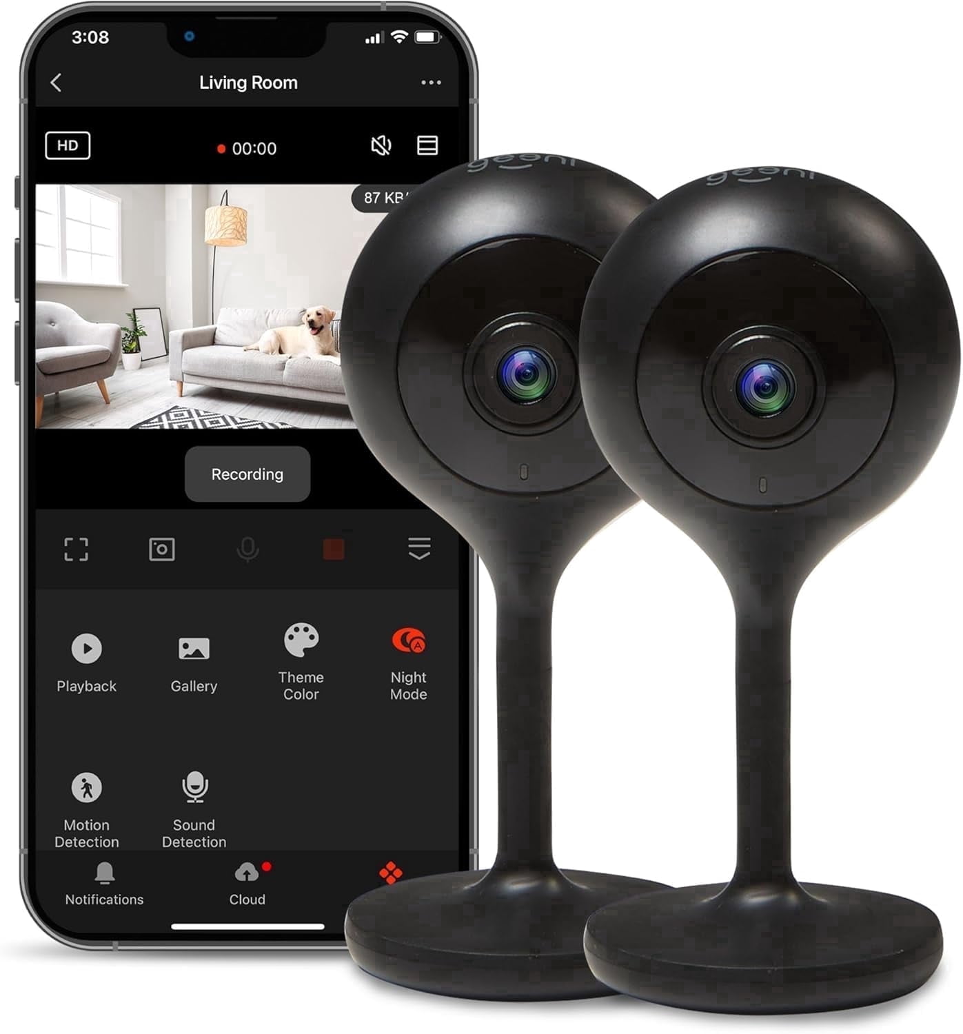 Geeni Look 2K 4MP Dual-Band Wi-Fi Indoor Camera, 2-Pack