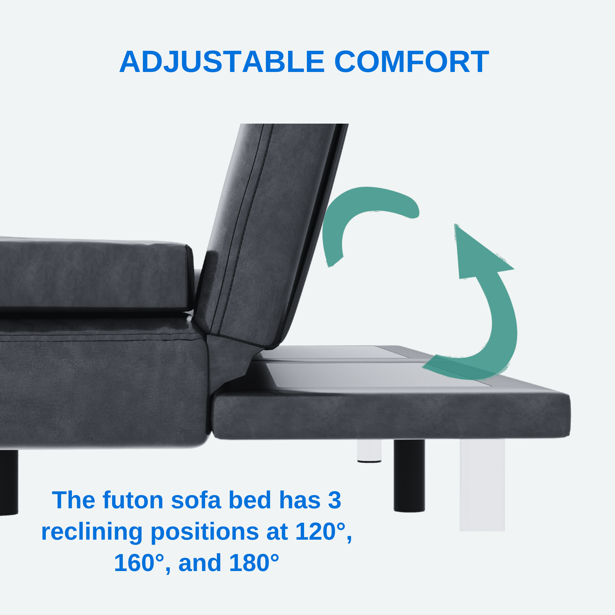 Uforic Modern Black Faux Leather Foldable Couch Set, Adjustable Loveseat w/ Detachable Armrests & Dual Cup Holders