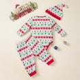 thumbnail image 3 of Kiijoy Newborn Girls Christmas Outfits Christmas Long Sleeve Bodysuit Pants Hat 3Pcs Set, 3 of 4