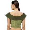 thumbnail image 3 of eloria Women's Blouse Boat Neck Filler Multicolor Sleeveless Top Color: Dark Olive & Light Olive | Size: 44, 3 of 5