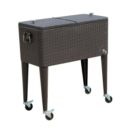 Outsunny 80 qt. Rolling Ice Chest Party Drink Cart Patio Cooler