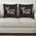 thumbnail image 3 of Set of 2 Decorative Throw Pillow Covers 18x18in - Serene Watercolor Design with ' Just Breathe ' in White & Yellow for Couch Bed Car, 3 of 8