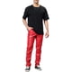thumbnail image 2 of Pantalones de hombre Inspire Chic de cuero sintético, ajuste slim, con cremallera, color rojo, talla 30, 2 of 5