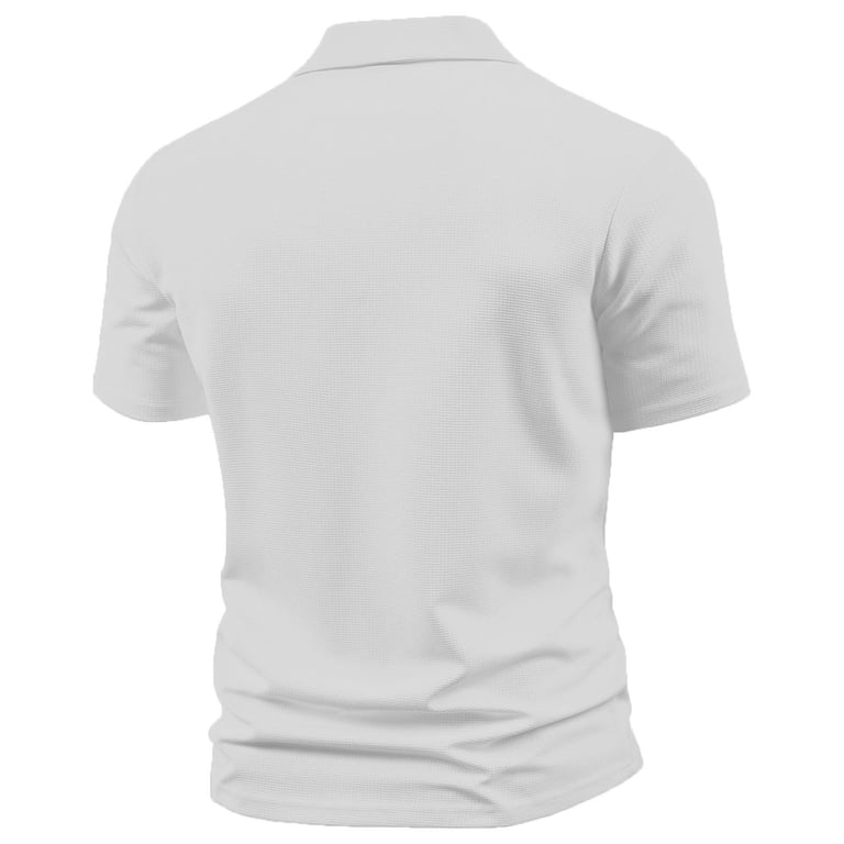 RYRJJ Mens Waffle Knit Polo Shirts V Neck Collared Short Sleeve