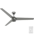 thumbnail image 3 of Hunter - Cassius Indoor/Outdoor Ceiling Fan, Wall Control, 60-inch, Matte Silver, Casual-style, 4-speed DC Motor, Energy Star, 52981, for Porches, Bathrooms, 3 of 17