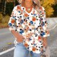thumbnail image 1 of TaTaai Women Casual Plus Size Top Random Print Three Quarter Sleeve Crew Neck Chest Cutout Design Spring Summer Base Tee Ladies Daily Street Wear Soft Comfortable High-Rated Fashion Top Gift, 1 of 7