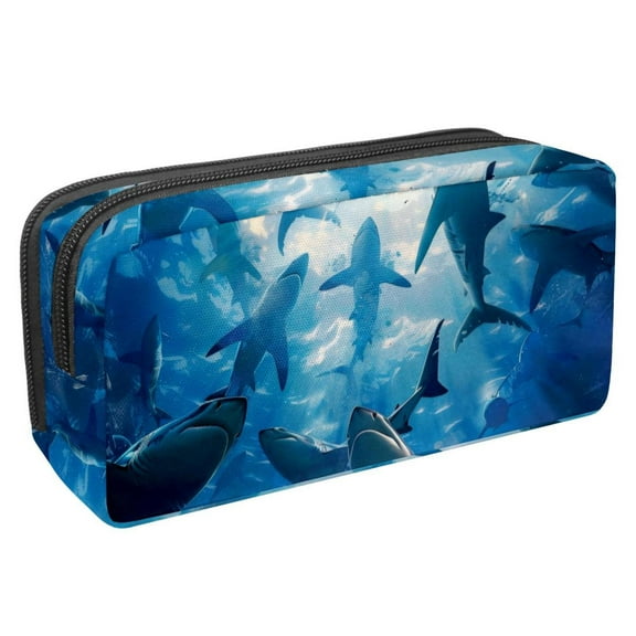 MUOOUM Pencil Case, Underwater Sharks Pattern Large Capacity Pencil Pouch Stationery Pen Bag
