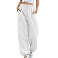 thumbnail image 1 of Pantalones deportivos de mujer con cintura ajustable y pierna recta ancha, 1 of 5