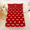 thumbnail image 5 of Manfei Cute Bowknot Heart Bed Sheets For Kids,Red White Coquette Pattern King Sheets For Girls,4 Pieces, 5 of 6