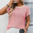 thumbnail image 6 of YUGYXL Sweater Vest Women Spring Summer Beach Casual Short Sleeve Crewneck Pullover Loose Fit Blouse Basic T Shirts Tops Pink L, 6 of 7