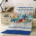 thumbnail image 4 of Coastal Beach Throw Blankets, Nautical Ocean Seashell Coral Starfish Soft Fleece Blanket Decorative for Home Sofa Couch Chair Living Bedroom,60x80 Inches, Blue Teal Summer, 4 of 6