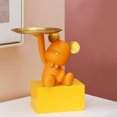 thumbnail image 3 of Ornamento Estatua de oso de resina, bandeja de almacenamiento para llaves de entrada, regalo ornamental, decoración del hogar (naranja) Libre de BPA, 3 of 7