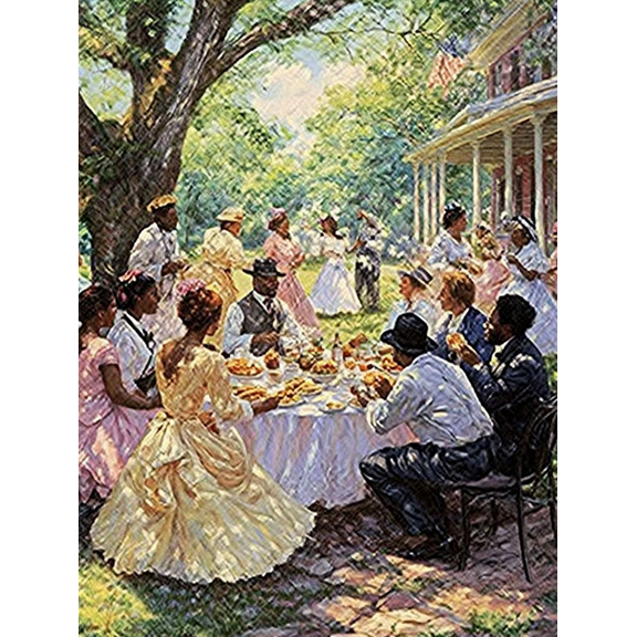 African American Family Reunion Picnic Wall Art/Canvas PaintingSuitable for Living RoomDining RoomKitchenOffice Decoration