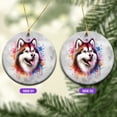 thumbnail image 2 of Watercolor Drip Alaskan Malamute Pop Art Colorful Portrait Artwork Ceramic Round Ornament Alaska Mal Dog Lovers Gifts Home Tree Decor - 01009, 2 of 5