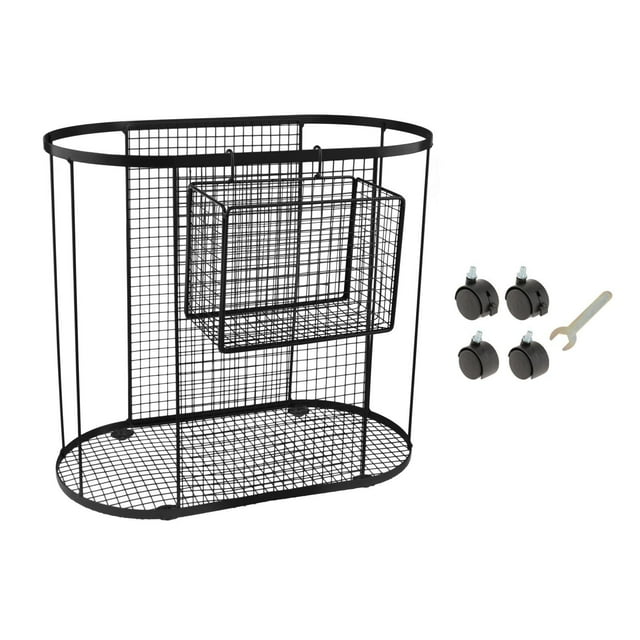 Tnarru Panier de Rangement pour Tapis de Yoga avec Roues, Support de Rangement pour Équipement d'Entraînement à la Maison pour Haltères, Kettlebells, Bandes de Résistance Noir