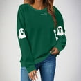 thumbnail image 2 of YOIAVAIOY Womens Ghost Sweatshirt Novelty Graphic Print Fleece Sweatshirts Long Sleeve Round Neck Festival Tops Causal Holiday Outfits Army Green S, 2 of 7