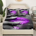 thumbnail image 3 of Erosebridal Glitter Lips Full Sheet Sets,Bling Sparkling Bedding Full Size,Grey Purple Bed Sheets Set Full Size,Ultra Soft Sparkle Room Decoration,4-Piece, 3 of 7