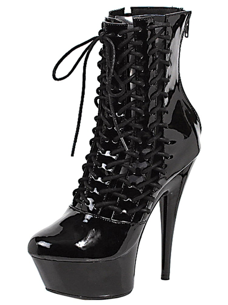 6 inch black platform heels