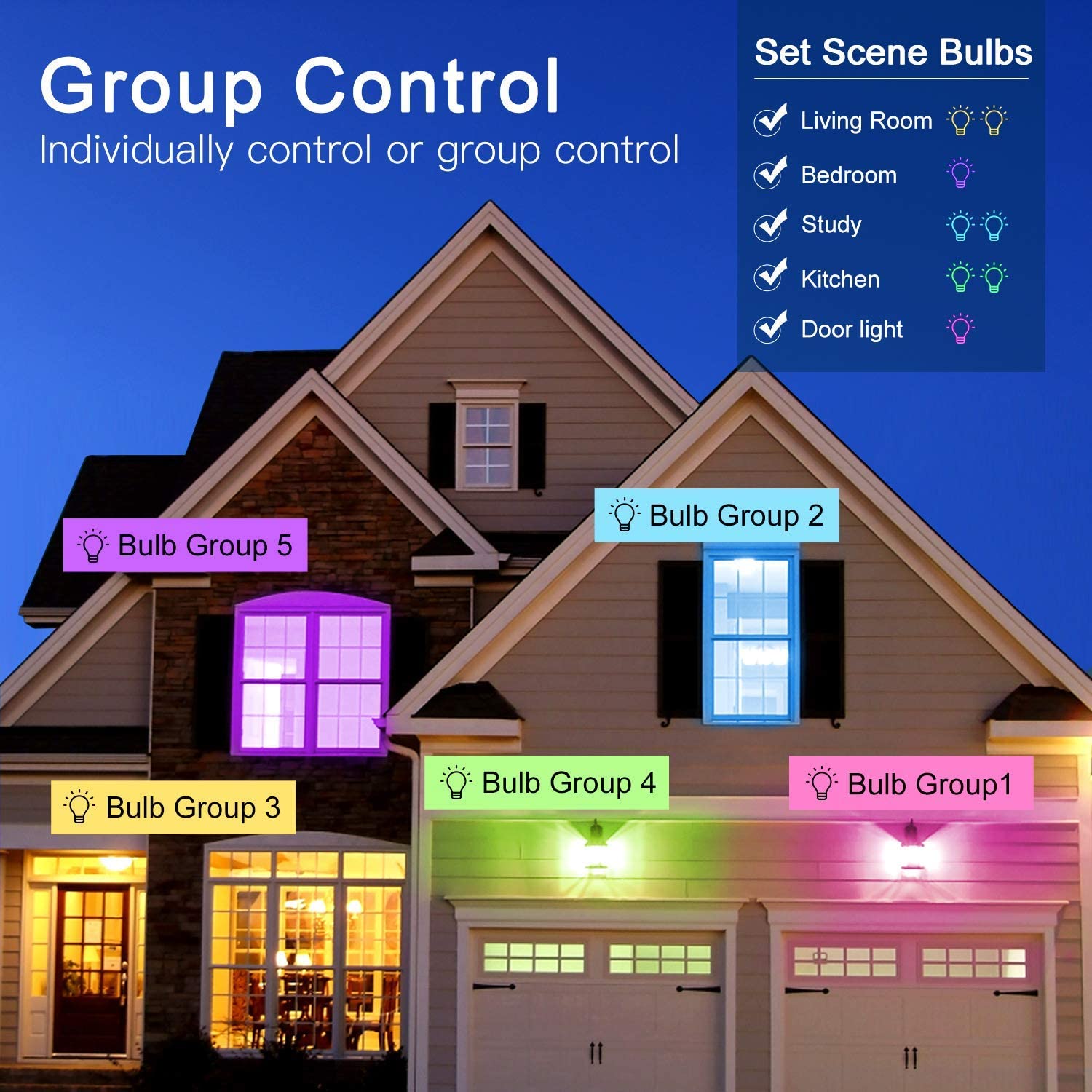 HaoDeng WiFi LED Smart Bulb 4Pack- Dimmable Tunable White Compatible with Alexa Color Changing Disco Ball Lamp Google Home Assistant and IFTTT Multicolor 60W Equivalent - 7W A19 E27 HaoDeng WiFi LED Smart Bulb 4Pack- Dimmable Tunable White Compatible with Alexa Color Changing Disco Ball Lamp Google Home Assistant and IFTTT Multicolor 60W Equivalent - 7W A19 E27