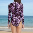 thumbnail image 2 of Womens Swimsuits Scale Print High Neck Long Sleeve Bathing Suit Sun Protection Rash Guard Performance Resort Swimwear for Travel, 2 of 4