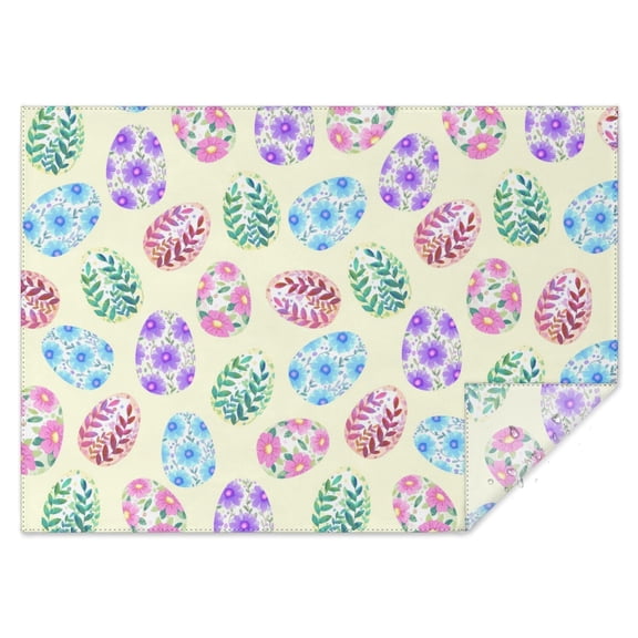 Rainbow Eggs Rectangle Tablecloth 60x84 Inch, Water-Resistant Vinyl Washable Seasonal Table Cover for Easter Day Holiday Party Picnic Dinner Decor