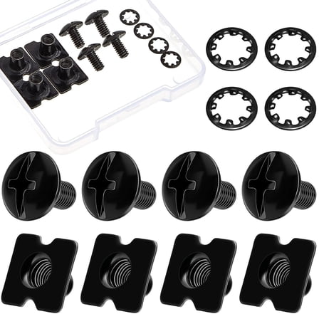 4 Sets Football Backplate Screws Chicago Screws Football Back Plate Hardware Include Truss (Square,Black)