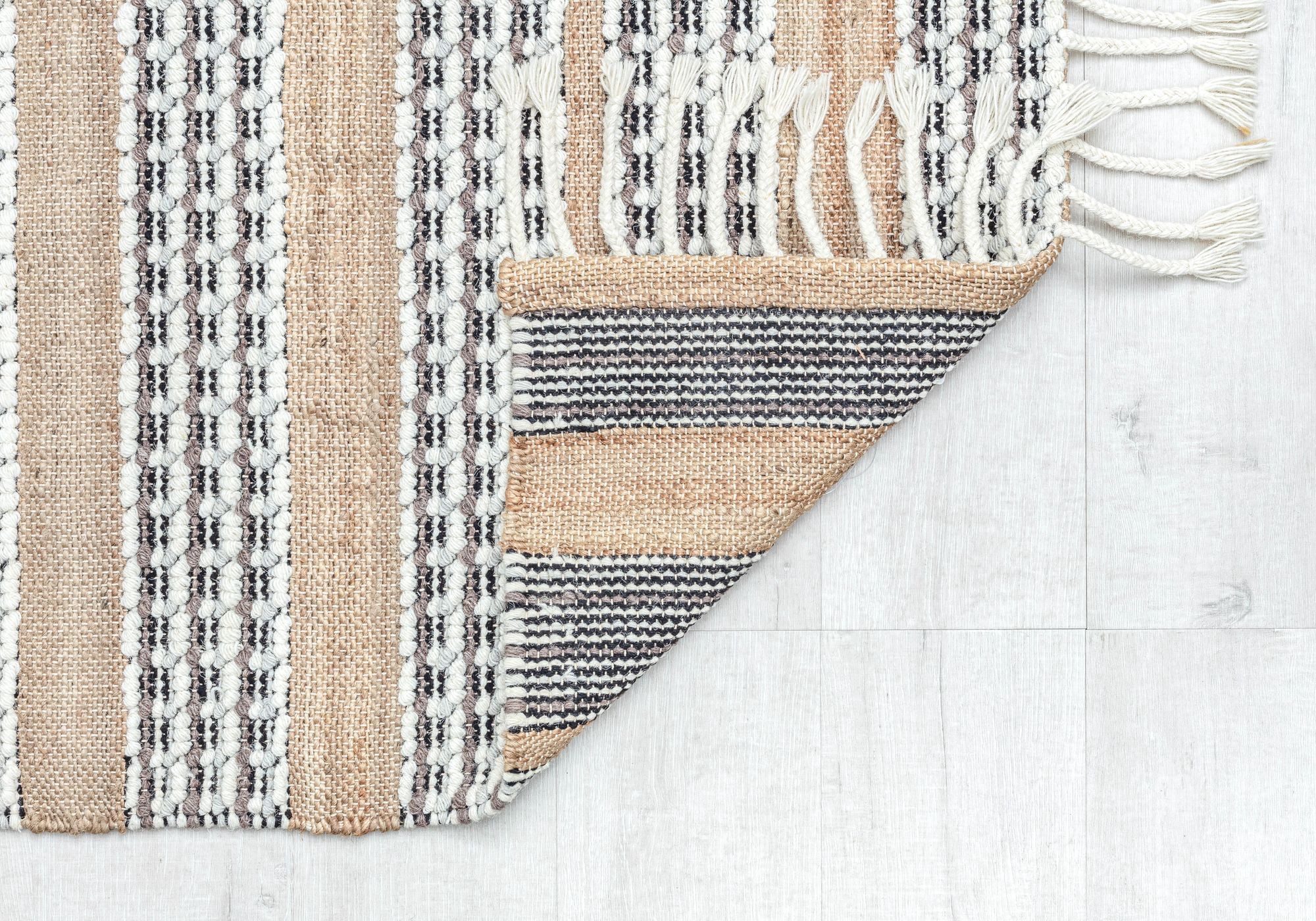 Rugs America Ribbon Refresh PI10A Textured/Stripe Farmhouse Brown Area Rug, 2’0”x3’0”