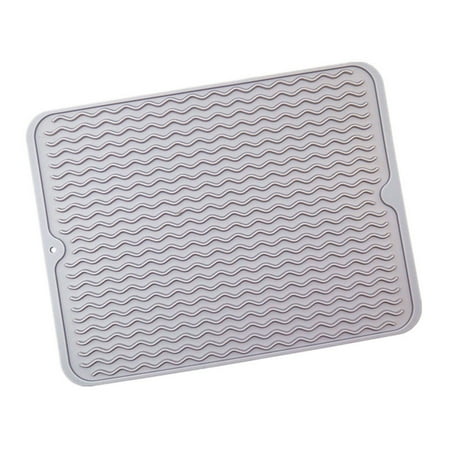 

Anti-Slip Soft Silicone Coaster with Water Collector Heat-Resistant Square Table Placemat for Housewarming Kitchen Light Grey