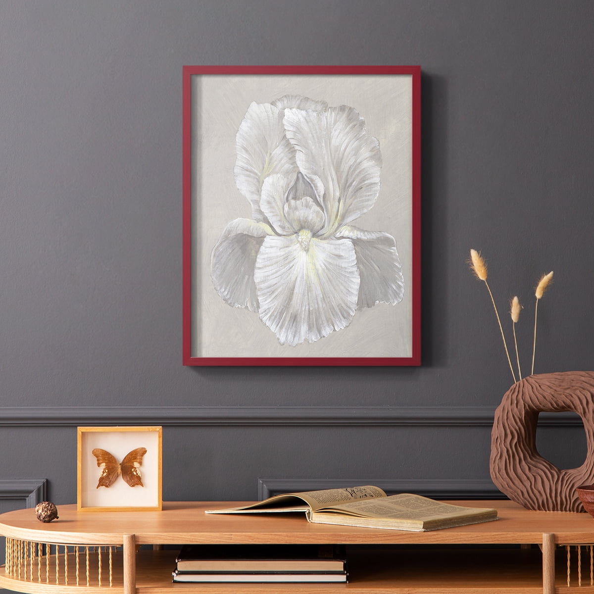White Iris I Framed Print in Red Solid Wood 8 x 10 Framed Print