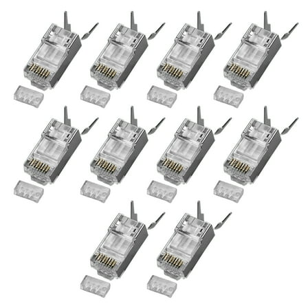 CAT6A RJ45 Modular Plug 3 Prong Gold Contacts 10Gbps Shieldeds Ethernet connectors