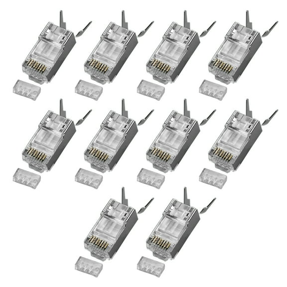 CAT6A RJ45 Modular Plug 3 Prong Gold Contacts 10Gbps Shieldeds Ethernet connectors