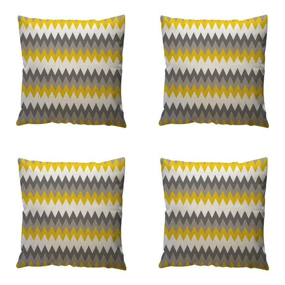 Yellow and Gray Throw Pillow Covers, 18 x 18 Inches Modern Abstract Black Grey Stripes Gray White Acrylic Bold Decorative Pillow Cases Home Decor Square Pillowcases
