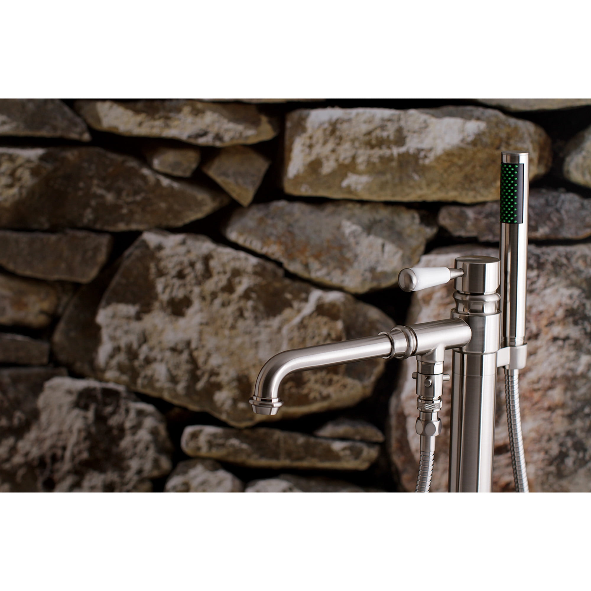 Kingston Brass KS7038DPL Paris Freestanding Tub Faucet with Hand Shower, Brushed Nickel