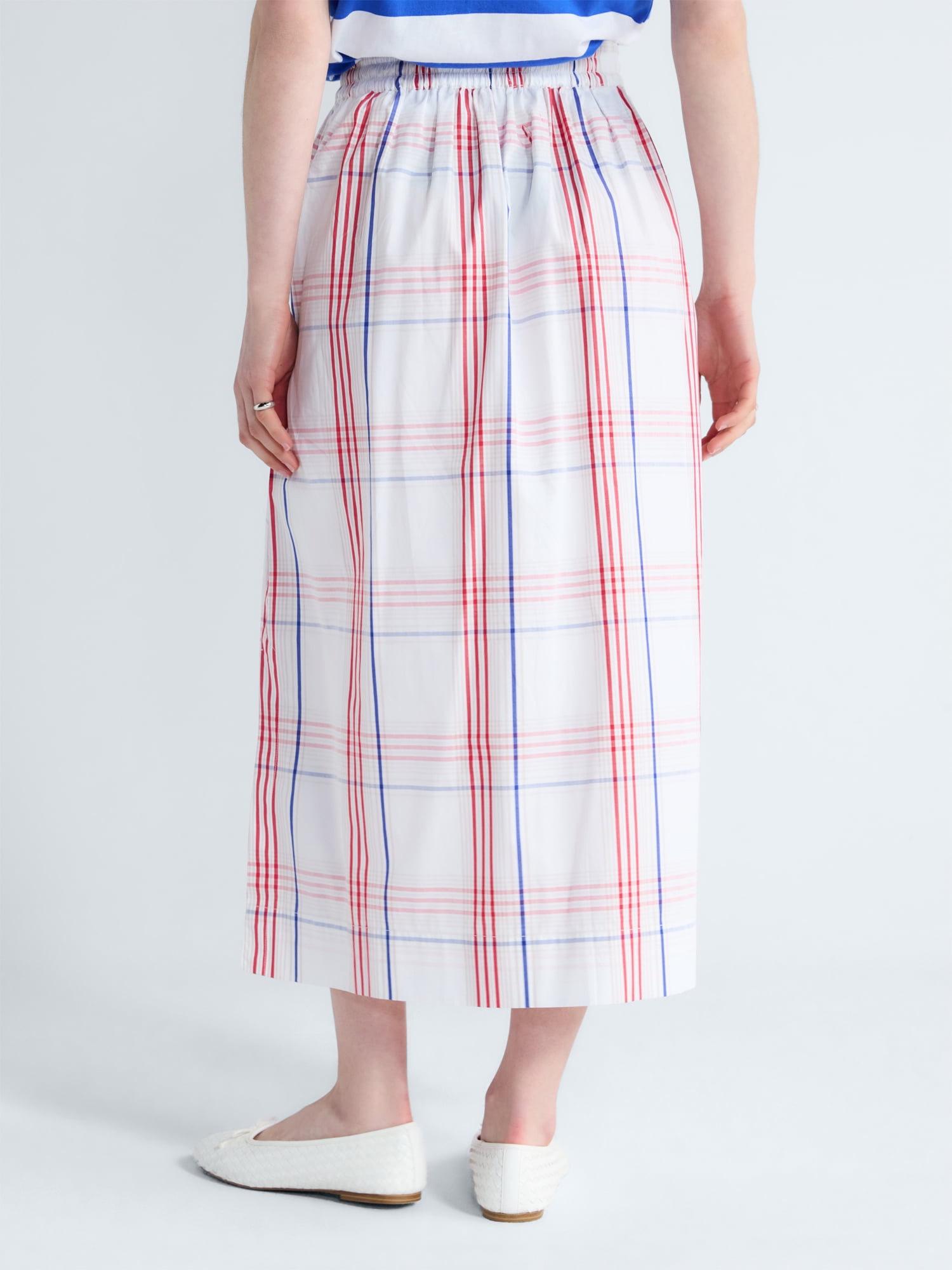 Free Assembly Women's and Women's Plus Button-Front Cotton Maxi Skirt, Sizes XS-4X