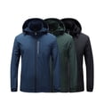 thumbnail image 2 of Windbreaker Men Velvet ski Outdoor Sports Pocket Hooded Mountaineering Windbreaker Front-Zip Jacket Blue 5XL, 2 of 8